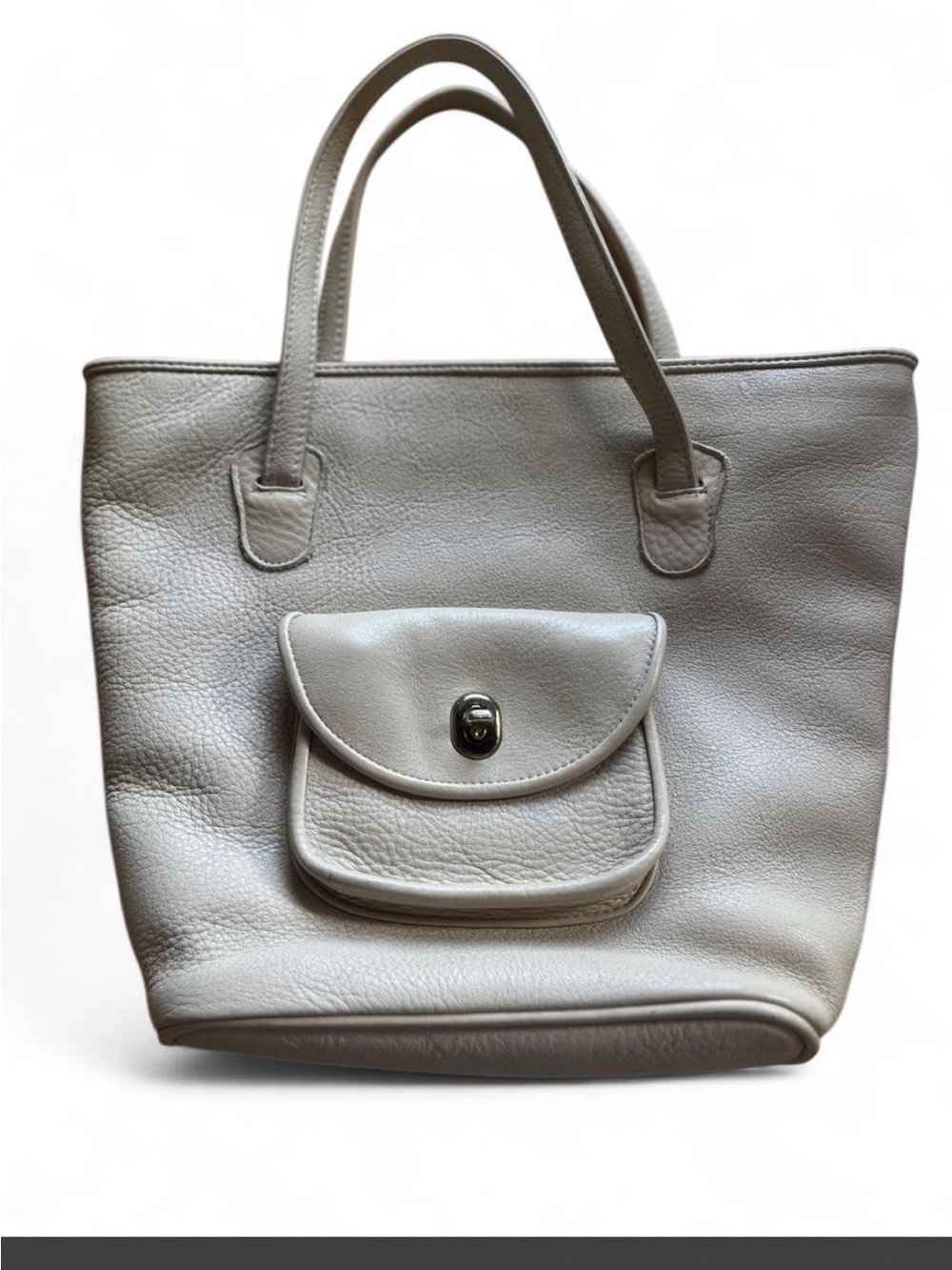 Vintage Cream/Beige Leather Tote Bag